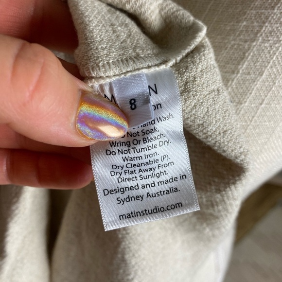 Matin Double Layer V Neck Singlet Ivory Black Top Size 8 - Picture 10 of 12